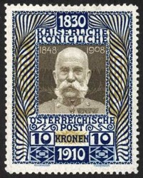 1910, 10 Kr., "Kaiser Franz Joseph", postfrischer Höchstwert in ...