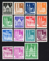 1948, 2 Pf. - 1 DM Bauten, kompletter postfrischer Satz mit enger ...