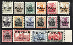 1916/18, 2 C. auf 2 Pfg. bis 6 F. 25 C. auf 5 M. Aufdruckausgabe, ...