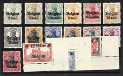 1916/18, 2 C. auf 2 Pfg. bis 6 F. 25 C. auf 5 M. Aufdruckausgabe, ...