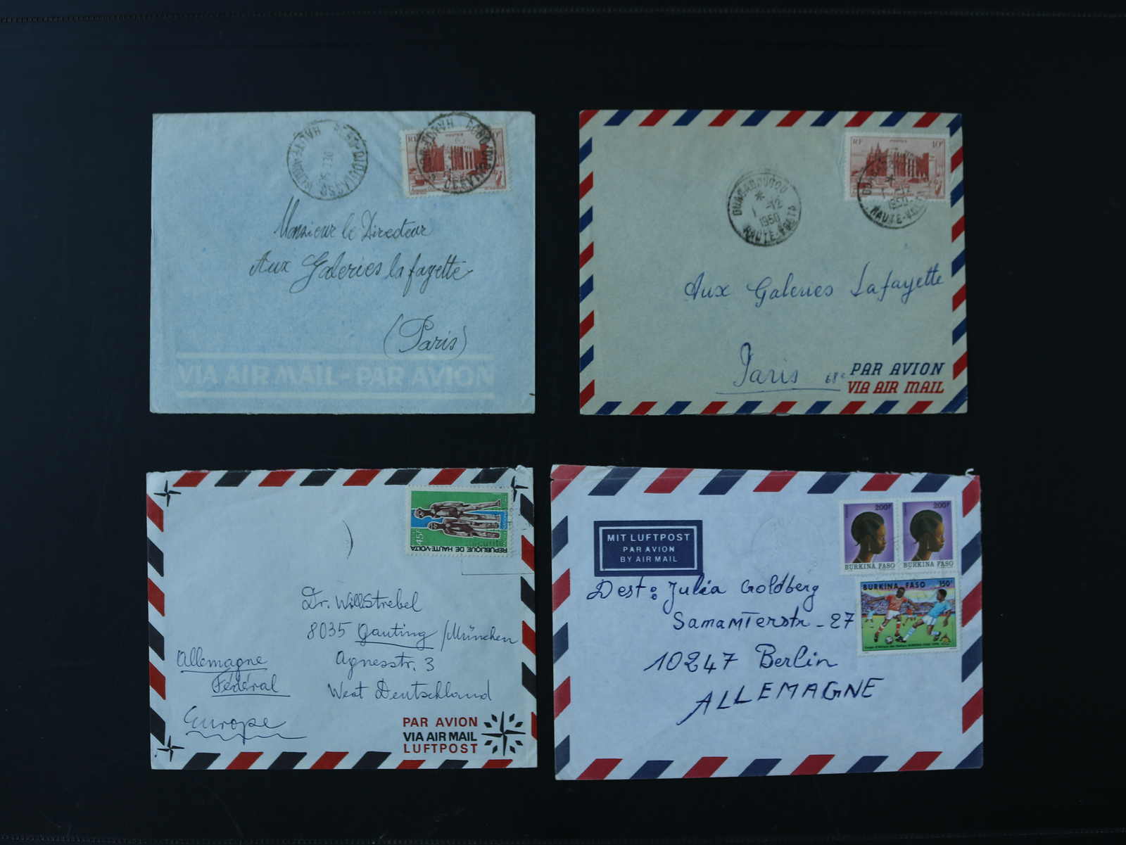 OBERVOLTA: 1950/88, 40 Briefe, meist Sondermarken-Frankaturen, ...