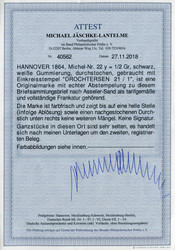 1864, ½ Groschen schwarz mit weißer Gummierung durchstochen auf ...