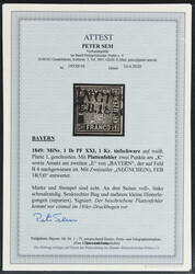 1849, 1 Kr. Schwarzer Einser in besserer Farbe Tiefschwarz und ...