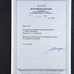 1949, 2 Pfg.-80 Pfg. Rotaufdruck je im Viererblock, postfrisch in ...