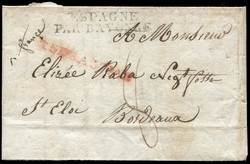 1825, Brief mit rotem L1 "ST SEBASTIAN" u. franz. Grenzstempel ...