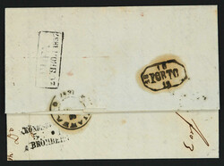 1857, Brief aus Riga, rücks. Ra. "RIGA", roter "Aus Russland", Ra. ...