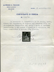 1851, 60 C. scharlachrot, gestempelt, links Lupenrand, oben und unten ...