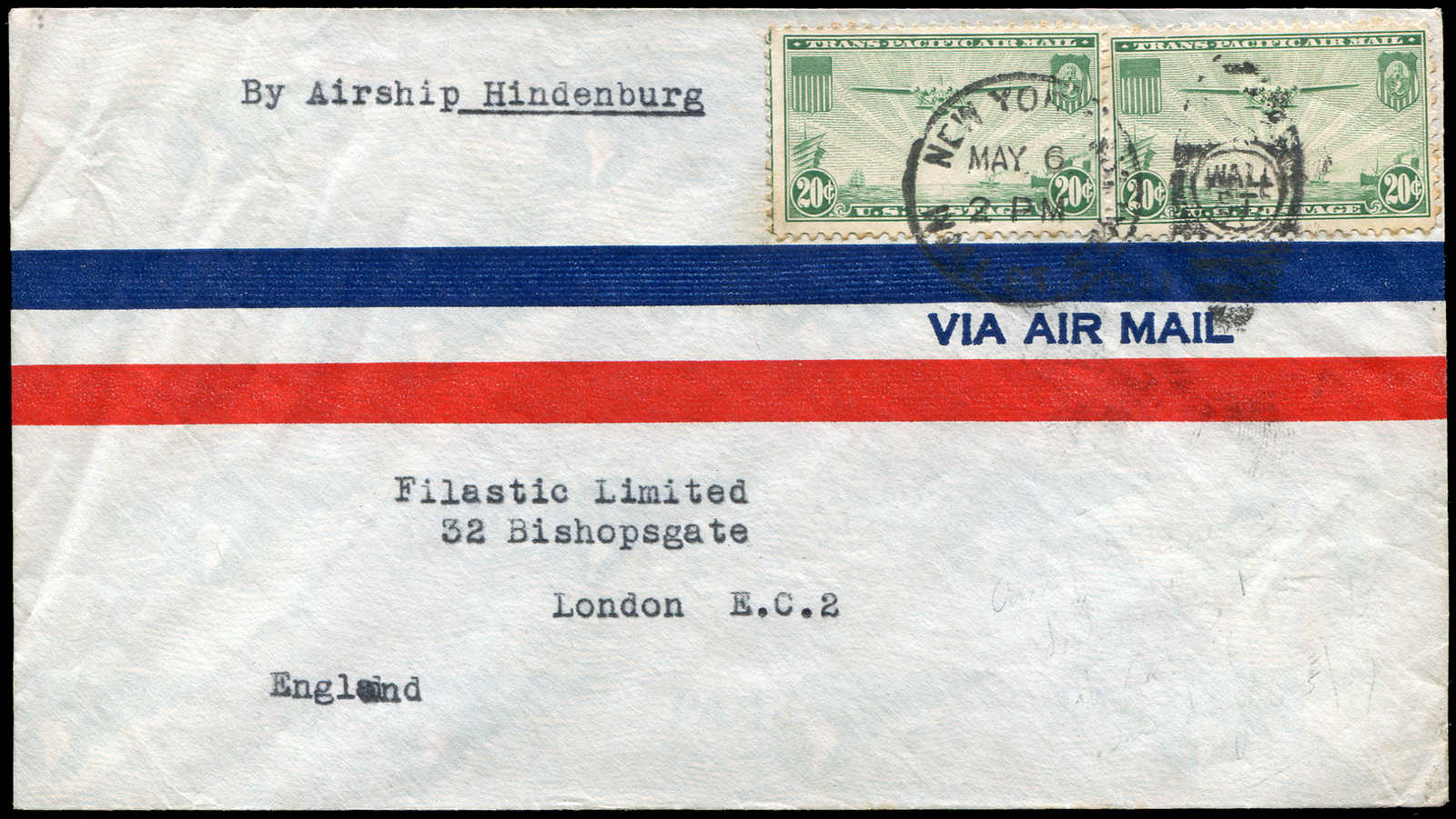 Lot 9833 - Zeppelin/Air Mail Zeppelin, Zeppelinpost LZ129, Nordamerikafahrten -  Auktionshaus Schlegel 26 Public Auction