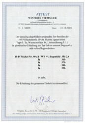 1948, 40 Pfg. grauviolett Type I/Ia als seltener senkrechter ...