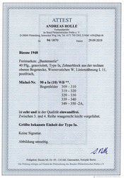 1948, 40 Pfg. grauviolett Type Ia als rechter oberer ...