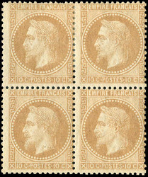 1862, 10 C. Napoleon mit Lorbeerkranz gelbbraun, ...