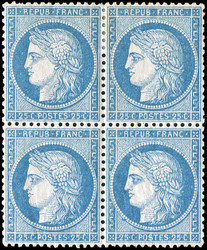 1871, 25 C. Ceres, blau, postfrischer/ungebrauchter 4er-Block, dabei ...