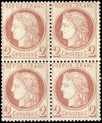 1871, 2 C. Ceres rotbraun, postfrischer 4er-Block, farbfrisch, gut ...