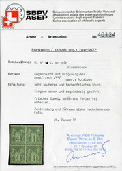 1876, 4 C. Allegorie grün, postfrischer 4er-Block in der Type "I", ...
