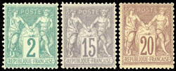 1876, 1 bis 20 C. Allegorie, 7 ungebr. Einzelwerte, alle in der ...