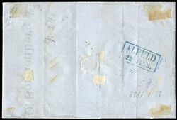 1856, 1/3 Sgr. schwarz auf (grau)weiß, senkrechter Dreierstreifen, ...