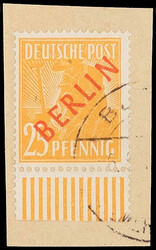 1949, komplette Serie der Pfennigwerte von 2 bis 80 Pfg. Rotaufdruck ...