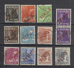 1949, komplette Serie der Pfennigwerte von 2 bis 80 Pfg. Rotaufdruck ...