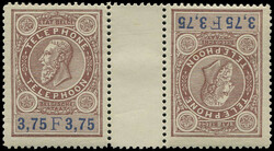 1890, Telefonmarken, 25 C. violett bis 3,75 Fr. lilabraun/blau König ...