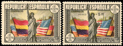 1938, 1 Pta. Verfassung der USA, zwei ungebr. Einzelwerte mit und ...