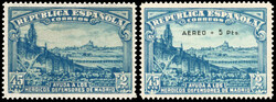 1938, 40 C. Verteidigung von Madrid mit und ohne Aufdruck "AEREO", ...