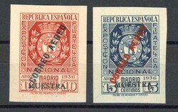1936, 10 und 15 C. Ausstellung Madrid mit schrägem Aufdruck "CORREO ...
