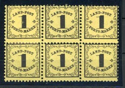 1862, 1 Kr. schwarz a. hellgrünlichgelb, postfr./ungebr. 6er-Block, ...