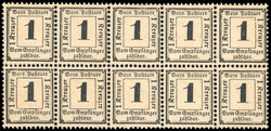 1871, 1 Kr. schwarz, postfr./ungebr. 10er-Block, dabei 8 postfr. ...