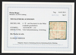 1864, 4/4 S. (dunkel)graurot, sauber zentrisch entwertet, teils ...