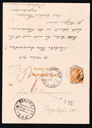 1902, Rohrpost-Doppelkarte 25/25 Pfg. Germania Reichspost gebraucht ...