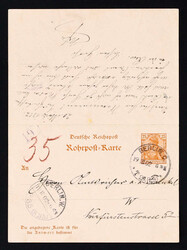 1902, Rohrpost-Doppelkarte 25/25 Pfg. Germania Reichspost gebraucht ...