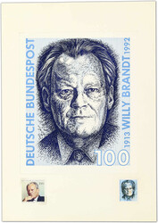 1992, Willy Brandt, Bundeskanzler und Friedensnobelpreisträger ...