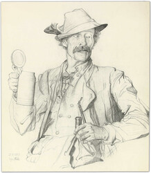 1948, Tiroler Bursche als Bleistiftzeichnung teilweise gewischt in ...