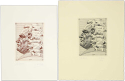 Johann Sebastian Bach Porträt im Profil, Stahlstich von Egon Falz in ...