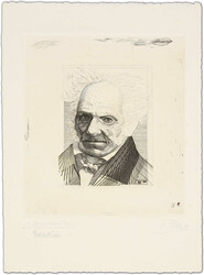 Arthur Schopenhauer, Probedruck in Schwarz, die vollendete Arbeit mit ...