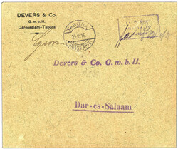 Barfrankierung 7½ H. "Fr. lt. Einn. Nachw. in Tabora", dreizeiliger ...