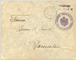 Vorausfrankierung MOROGORO, 7½ H. Dienstsiegel "KAISERL. ...