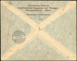 Vorausfrankierung MOROGORO, 7½ H. Dienstsiegel "KAISERL. ...