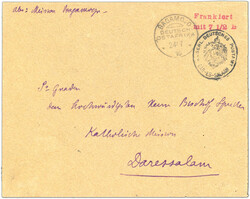 Vorausfrankierung DARESSALAM, 7½ H., Dienstsiegel "KAISERL. ...