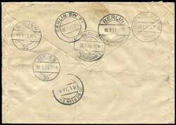 1951, Schnelldienstbrief 80 Pfennig mit 8 X 10 Pfennig Bauten I ab ...