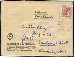 1949, Anschriftteil Verlagsbuchhandlung De Gruyter als Päckchen mit ...