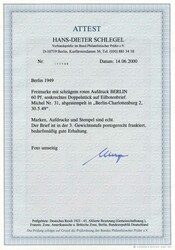 1949, Umschlag ca 23 X 15,5 cm als Ortsbrief 3. Gewichtsstufe, Tarif ...