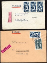 1950, Brief mit Eilzustellung 50 F Saar III und 25 F Saar IV ...