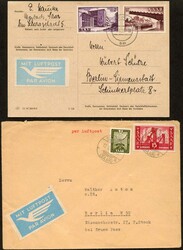 1955/56, Luftpostbrief mit 8 F Saar IV und 15 F Saar V 12.6.56 und ...