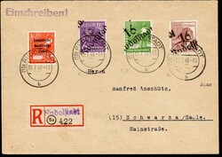 1948, Fernbrief mit Einschreiben 84 Pf. mit 6, 8 und 60 Pf. BHSt 16 ...