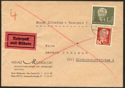 1951, Fernbrief mit Rohrpost und Eilzustellung ( 24 + 20 RP, 80 Eil ) ...