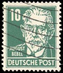 1952, 10 Pfg. Köpfe Il, bläulichgrün auf gestrichenem Papier mit ...