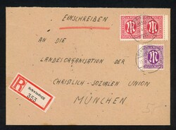 1945/46, Drei Fernbriefe mit Einschreiben ( 12 + 30 R ) mit 12 und 2 ...