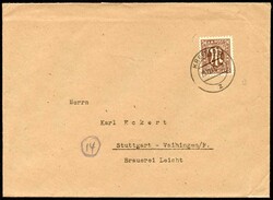 1945, Fernbrief mit 24 Pfennig EF Krefeld 2 23.12.45 nach Stuttgart.