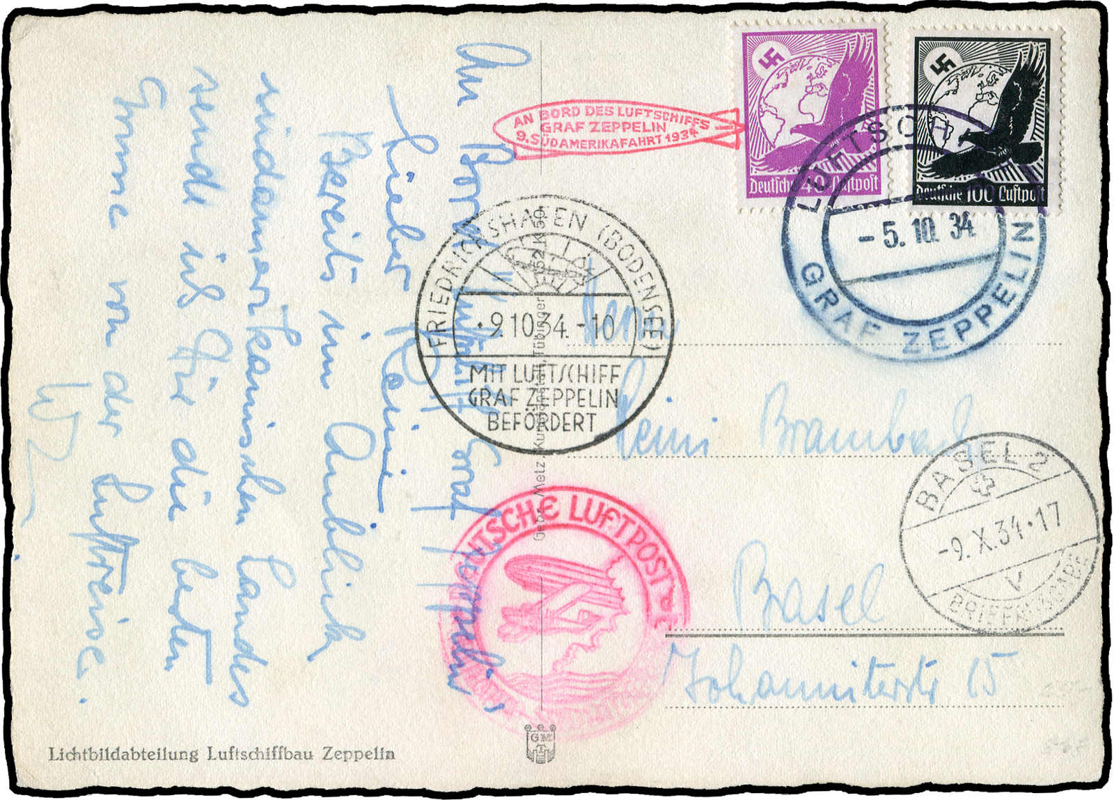 Lot 9413 - Zeppelin/Air Mail Zeppelin, Zeppelinpost LZ 127, Südamerikafahrten 1934 - Auktionshaus Schlegel 26 Public Auction Lot 9413 - Zeppelin/Air Mail Zeppelin, Zeppelinpost LZ 127, Südamerikafahrten 1934 - Auktionshaus Schlegel 26 Public Auction